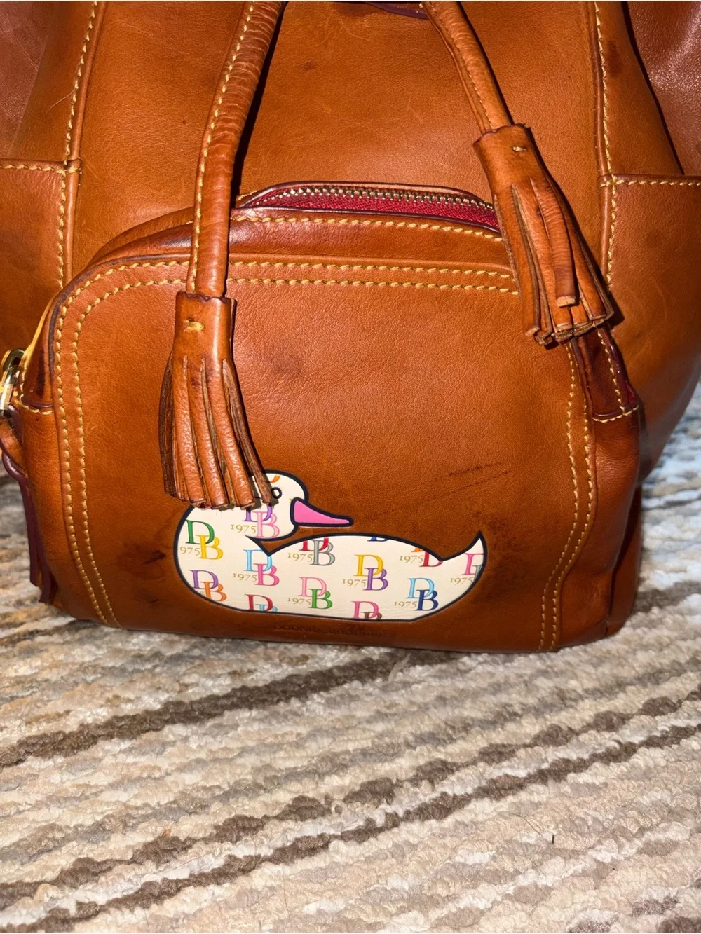 Dooney & Bourke Florentine DB75 Large Murphy Backpack Natural Duck Leather READ
